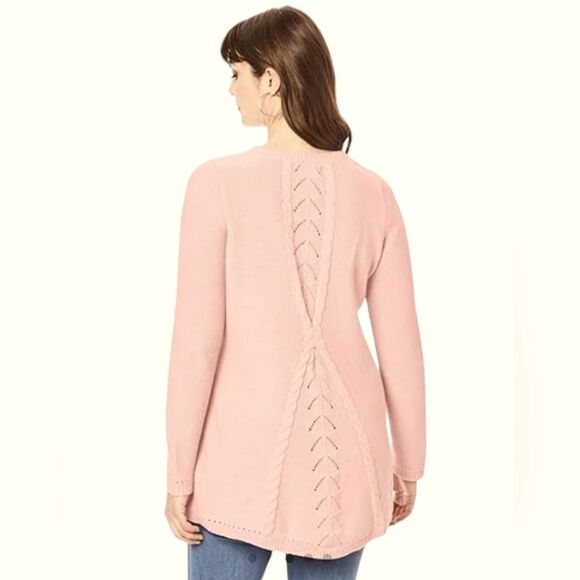 Denim 24/7 Vintage style blush pink lace yoke sweater size 14/16 - Picture 2 of 13